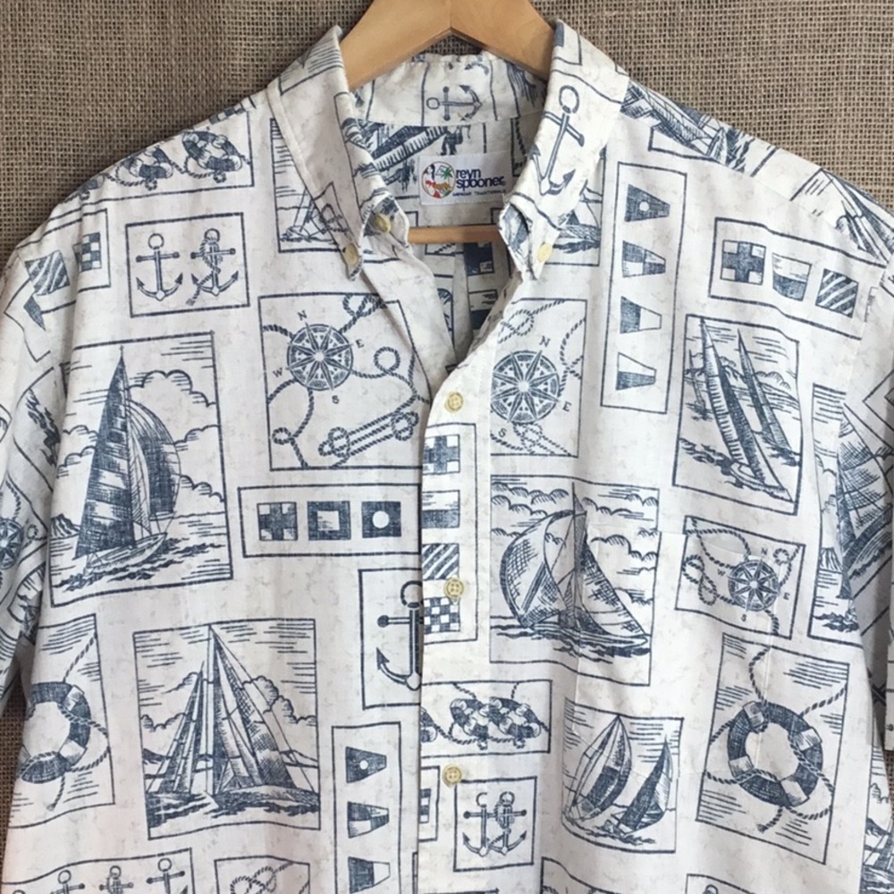 Reyn Spooner Nautical Hawaiian Button Down Shirt